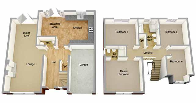 The Warwick The Boston 4 Bedroom Detached House with Integral Garage Approximate square footage: 1,402 sq ft