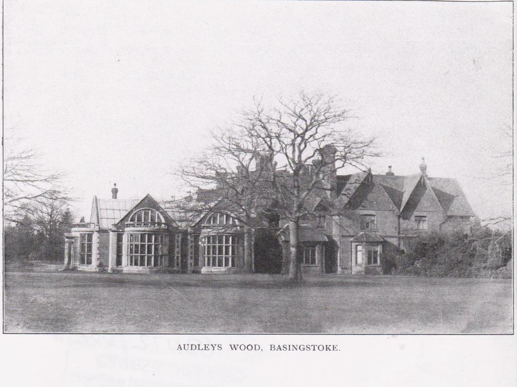 Audleys Wood Photo: c.1930 showing the 1900 extension, a conservatory-ballroom with bay windows.