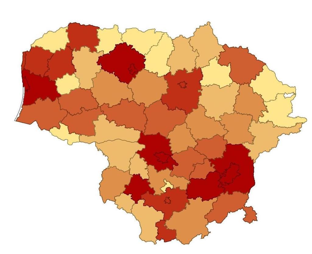 Useful area of newly built individual houses in Lithuania, 2013 Thousand sq.