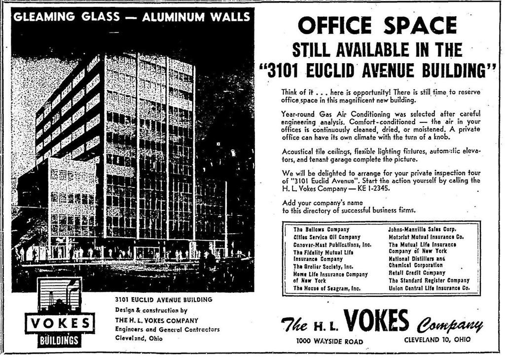 The 3101 Euclid Avenue Building, 1957-58 Advertising Tenant Space: Gas Air Conditioning