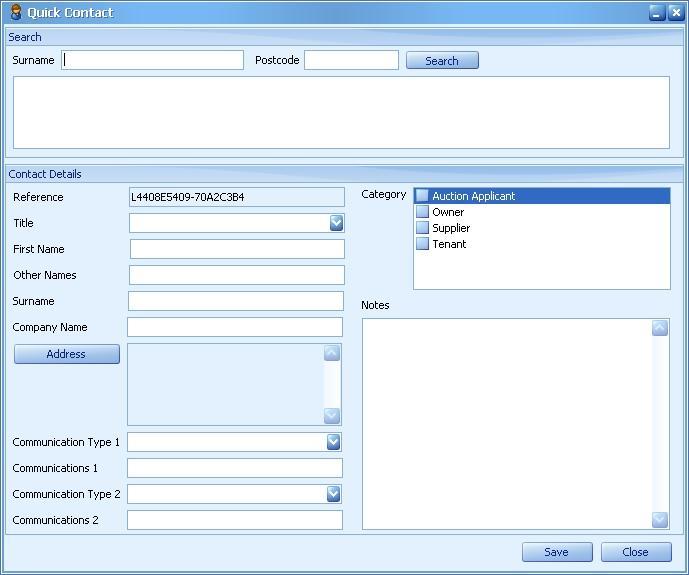 Quick Contact This option is used to quickly register a new contact.