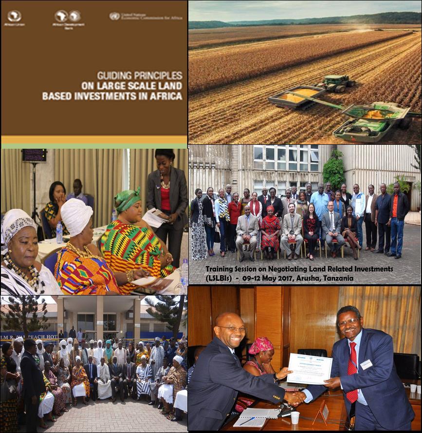 Land in Agriculture-improving Large Scale Land Based Investments Agenda Set/Political Will: Malabo Declaration; AU Declaration; Nairobi Action Plan, STC decision on GPs Knowledge data, tools: F&G;