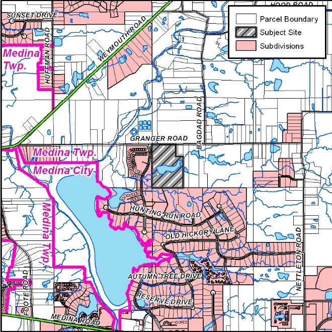 : Medina City Reviewer: Rob Henwood EXECUTIVE SUMMARY Lake Medina Reserve is located south of Granger Road, east of Foot Road and west of Nettleton Road; the Falcon Pointe site is located on the west