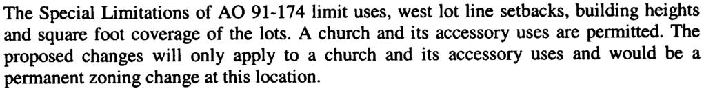 coverage of the lots. A church and its accessory uses are permitted.