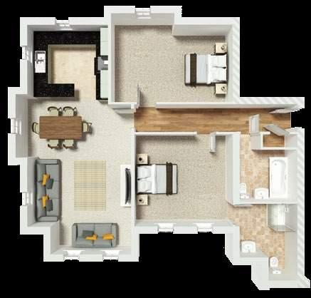 Living Area (max) 21 4 x 15 9 6.51m x 4.80m Kitchen Area 10 12 x 10 6 3.35m x 3.20m Bedroom 1 12 11 x 9 11 3.95m x 3.