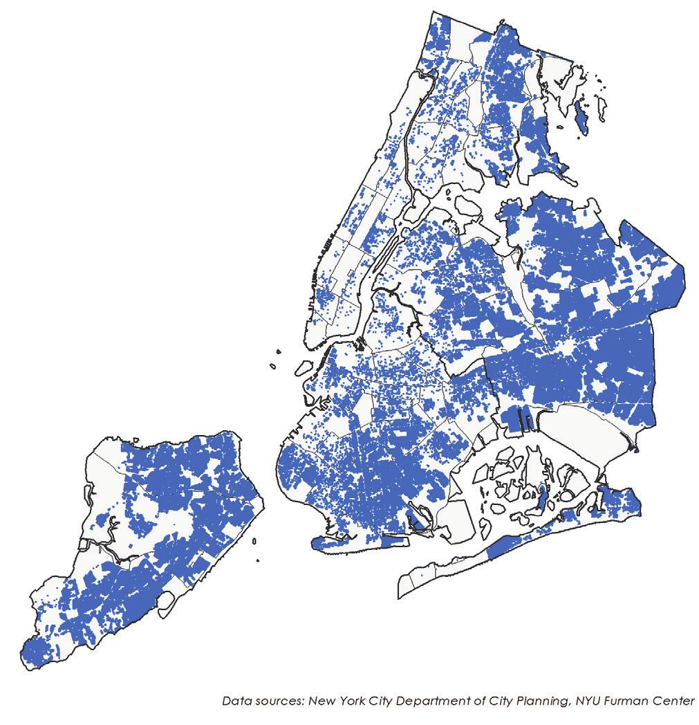 Figure 1: Single-Family Homes in New York City Figure 3: Areas with the highest concentrations of unregistered units, as indicated by 311 complaints.