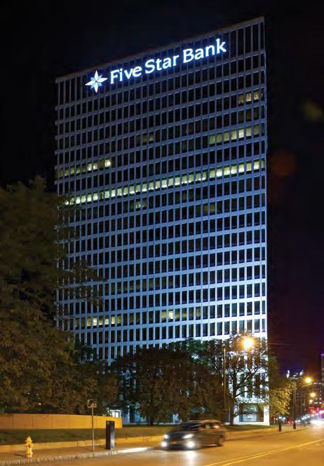 some of the best views available in the city. Office space at Five Star Bank Plaza offers competitive, full-service rental rates that include an impressive array of amenities.