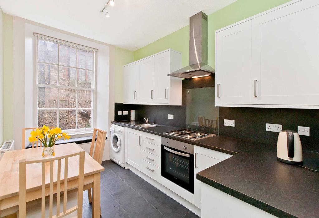 Located on the second floor of an exceptionally handsome Georgian B-Listed tenement, this generous twobedroom flat lies on a quiet cobbled street in Edinburgh s historic Old Town, just minutes walk