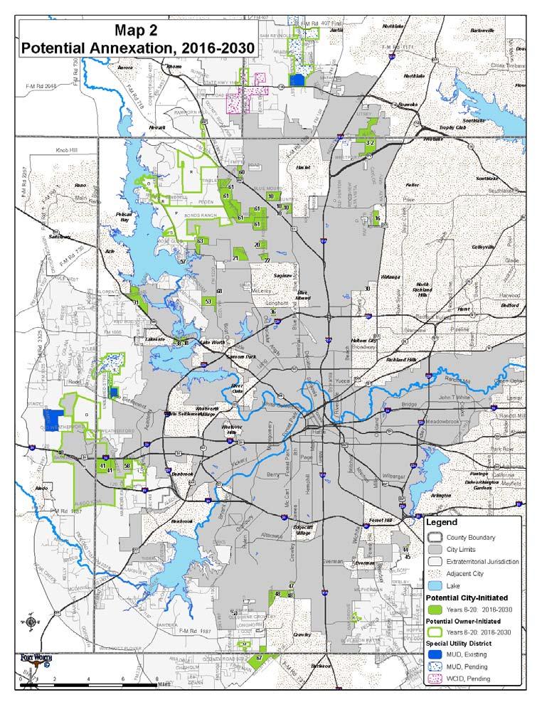 Potential Annexations: 2016-2030 39 areas totaling 43.6 square miles, including: 19 enclaves. 4 potential enclaves.