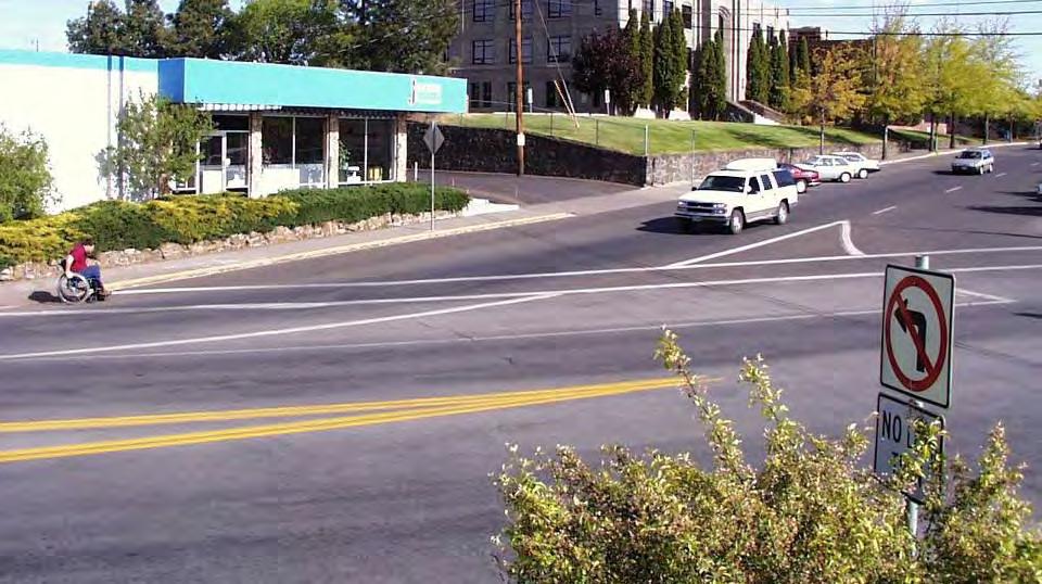 Skewed intersection reduces visibility Driver