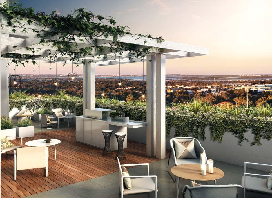 / rooftop design & luxury escape the everyday reimagined the heart of the shire Three private rooftop terraces open up to the outdoors, featuring landscaped gardens and cascading atria with stunning
