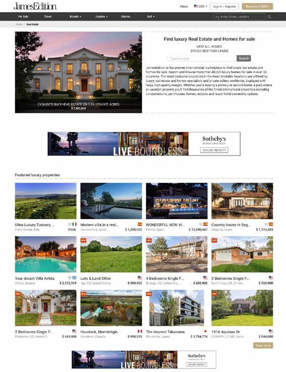 JAMESEDITION PROPERTY DISTRIBUTION Sotheby's International Realty properties are displayed with up to 40 exceptionally high-quality (up to retina display quality) images, description, listing agent