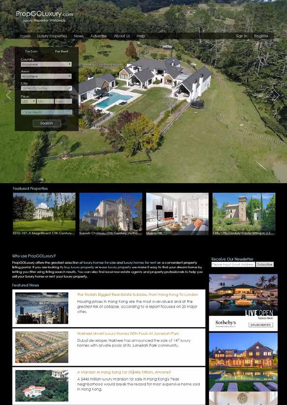 GLOBAL MEDIA PROPERTY SYNDICATION AND PROMOTION Sotheby s International Realty brand properties will be syndicated across all PropGOLuxury partner sites, including