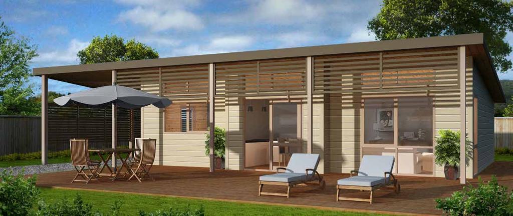 Pukeko 76m² 2 1 1 Carport This compact two-bedroom home features two distinct halves, open-plan living with high