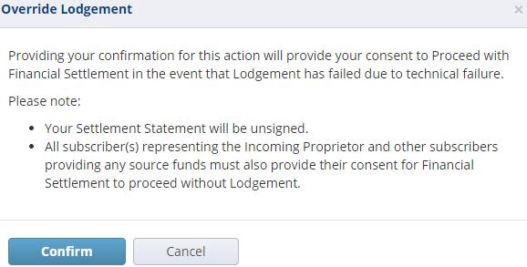 If the settlement date changes, the FSS will automatically Unsign and a notification email will be sent to alert all participants in the Workspace that a change has been made and that they need to