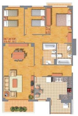 Flat with 3 rooms