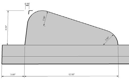 x12 precast concrete curb with ½ minimum