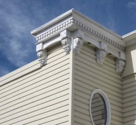 Cornice detail. h) Doorways should be a mix of recessed and flush styles.