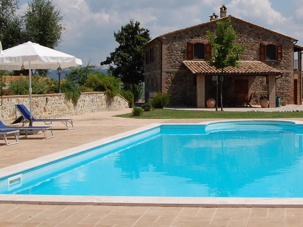 The pool (180 cm deep and 5x10 mt big) is equipped with beach umbrellas and deck chairs to
