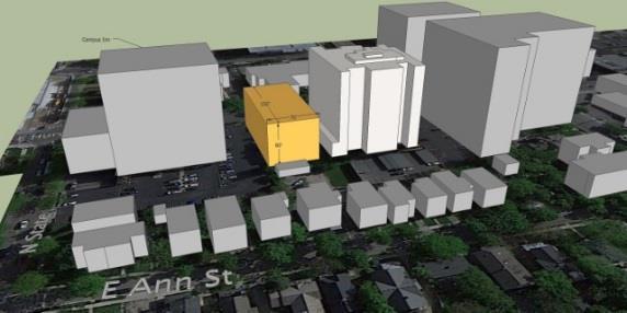 Huron Street Option Potential Impacts Max. building height: 60 feet Max.