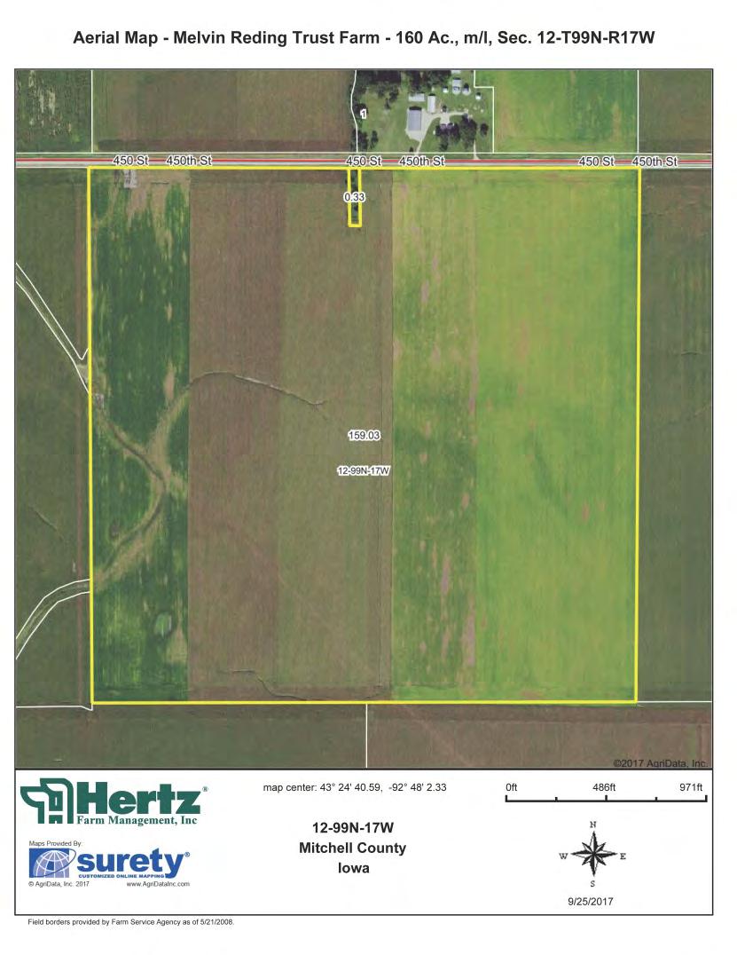 Aerial Map: Parcel 1 Property Information Parcel 1-160 Acres, m/l Location From Stacyville, 1.5 miles south on T40 then 0.75 miles west on 450th St. Property is on the south side of 450th Street.
