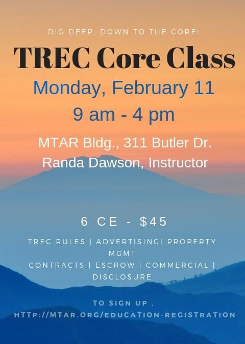 Training & Educational Choices for MTAR Members! FEBRUARY CE CLASSES February 6-7 RealTracs training at MTAR; RT Basic, Listing Management, Advanced RT and RealTracs Plus, register at https:// www.