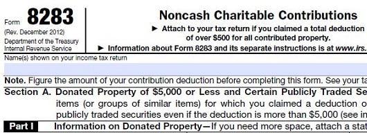 Substantiation Requirements For non-cash gifts over $500, IRS Form 8283 must be completed.