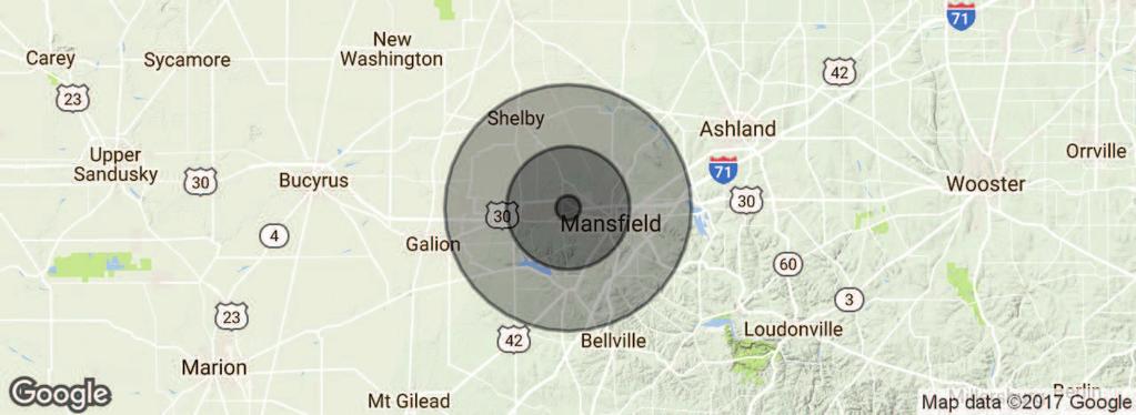 DEMOGRAPHICS MAP 1881 ROSEWOOD DRIVE, MANSFIELD, OH 44906 POPULATION 1 MILE 5 MILES 10 MILES Total population 1,515 56,605 131,838 Median age 42.6 40.4 41.0 Median age (male) 43.2 39.1 39.