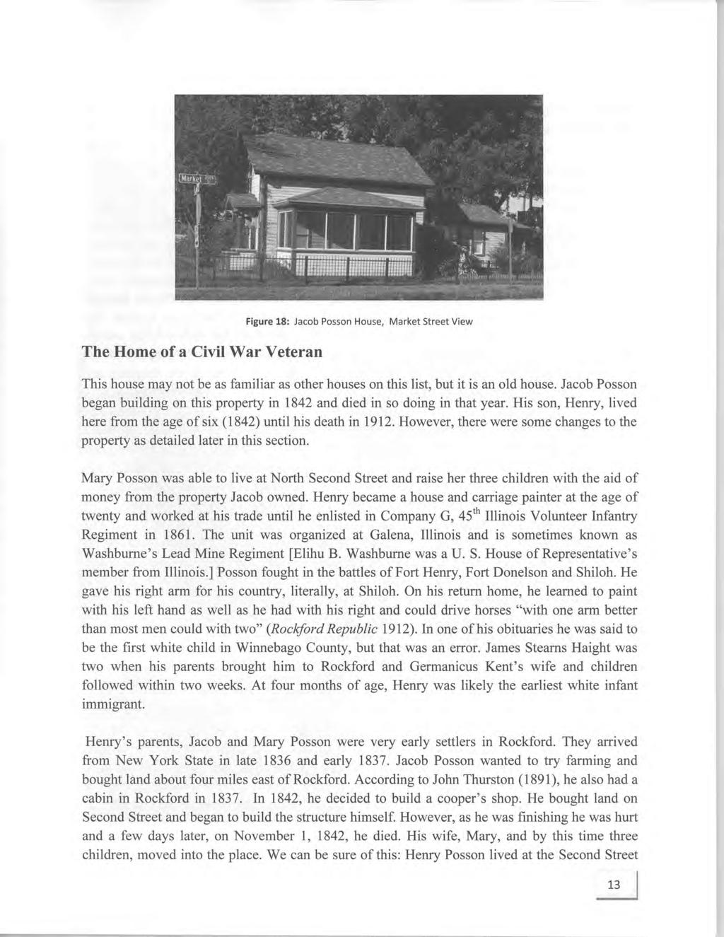 The Home of a Civil War Veteran Figure 18: Jacob Posson House, Market Street View This house may not be as familiar as other houses on this list, but it is an old house.