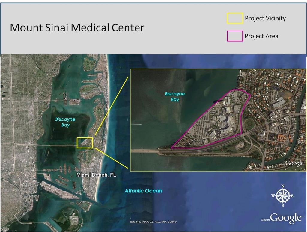 3. PROJECT LOCATION The project area is located in the City of Miami Beach, Florida, on a barrier island bordered to the east by the Atlantic Ocean and to the west by Biscayne Bay.