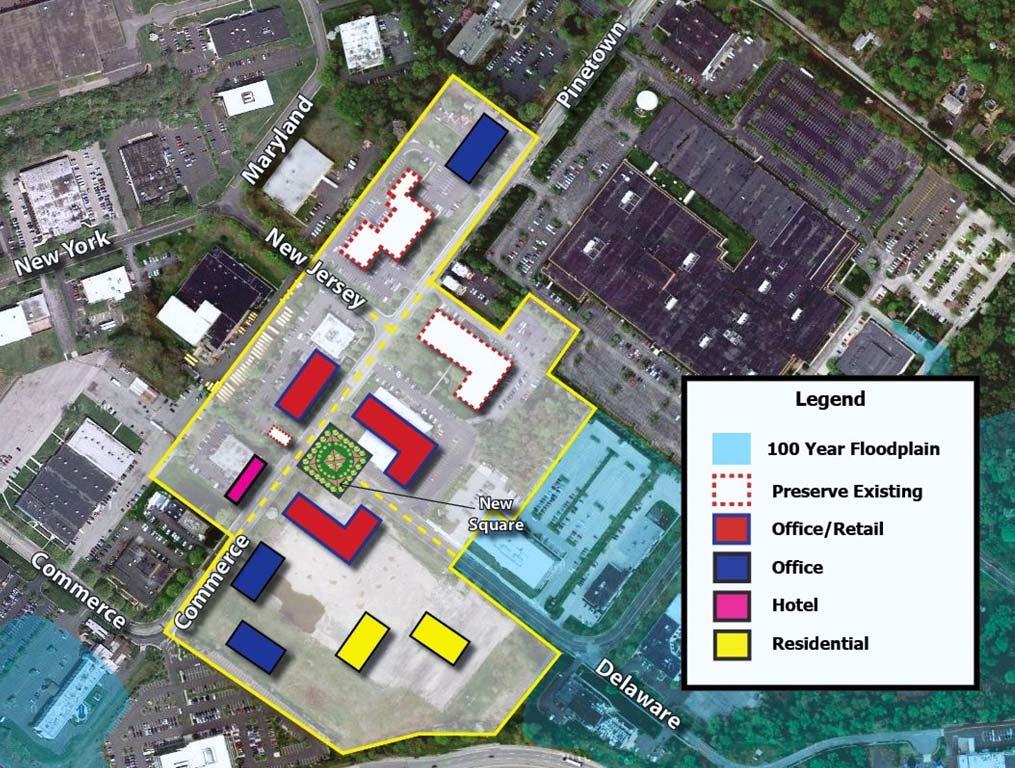 Map 6. Conceptual Site Plan for the Hypothetical /Mixed-Use Zone Development Program.