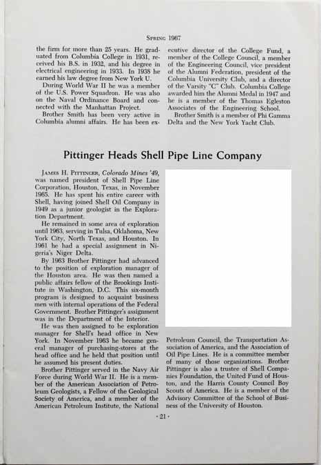 S princ 1967 th e firm for m ore than 25 years. H e graduated from Columbia College in 1931, received his B.S. in 1932, and his degree in electrical engineering in 1933.