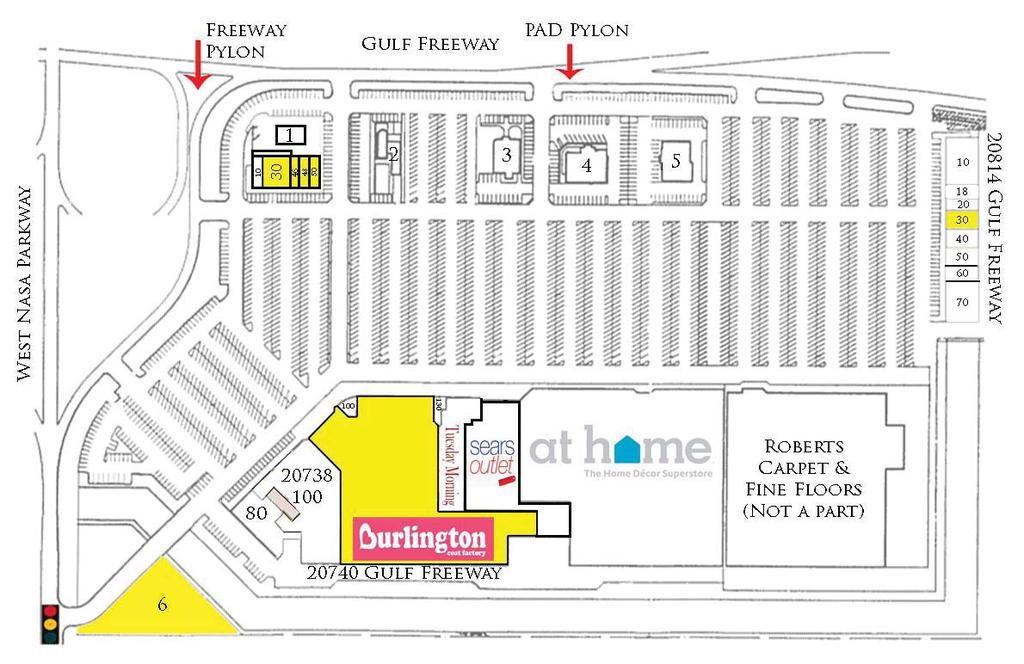 SITE PLAN: CLEAR LAKE CENTER 20700 20814 GULF FREEWAY AND 1413 FM-528 AT WEST NASA PARKWAY WEBSTER, TEXAS 77598 SUITE TENANT SQ.FT.