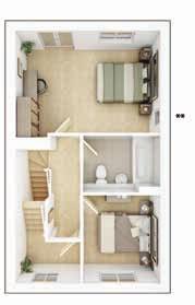 A bedroom makes a comfortable guest room on the first floor, where there s also a further bedroom and a main bathroom.