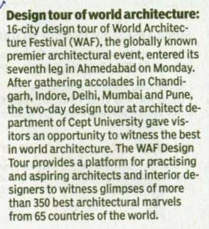 Times of India Design tour of world architecture Date: 14/04/2015