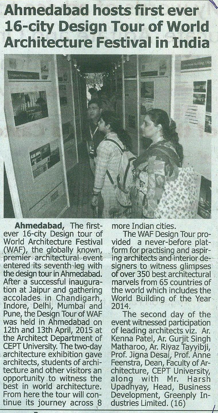 Free Press Gujarat Ahmedabad hosts first ever 16-city Design Tour of Word Architecture Festival