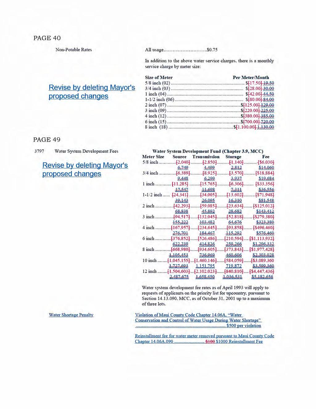 PAGE 40 Non-Potable Rates All usage $0.75 In addition to the above water service charges.
