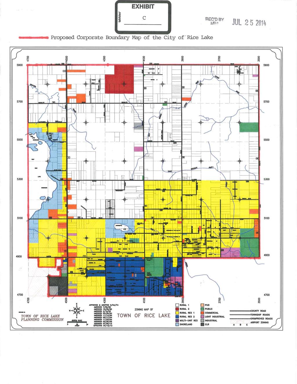 EXHIBIT c AEC'DBY MB~ JUL 2 5 2014 ---- Proposed Corporate Boundary Map of the City of-rice Lake 5900 5700 5500 li _Bl ' I I I --t-t--- + -~+--1--=~~1=--=1 5300 5100 4900 4700 4700 0 8,., O>,.,,.