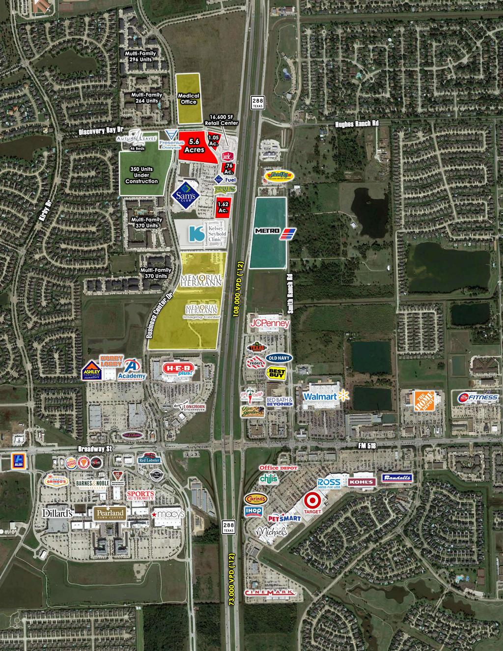 105 Area Retailers Property Description The City of Pearland is located on Highway 288, approximately 20 minutes from Downtown