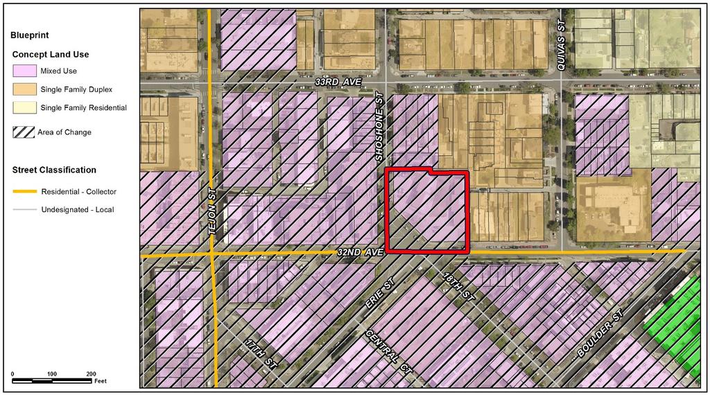 Rezoning Application #2018I-00095 3220 Shoshone Street February 12, 2019 Page 13 The proposed map amendment is consistent with Comprehensive Plan 2000 as it would facilitate redevelopment at a higher