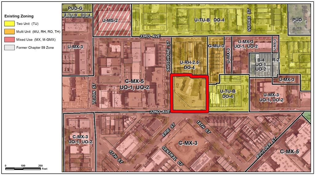 Rezoning Application #2018I-00095 3220 Shoshone Street February 12, 2019 Page 5 1. Existing Zoning U-RH-2.5 is a row house district in the Urban neighborhood context.