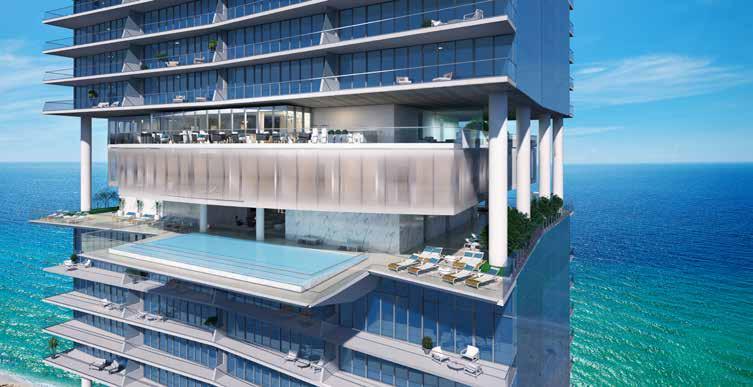 SKY CLUB AMENITIES 30th Floor Sunrise and Sunset swimming pools Two hydrotherapy spas Four day cabanas Outdoor pool bar Outdoor sky theater area 31st Floor Indoor, oceanfront fitness center Outdoor,