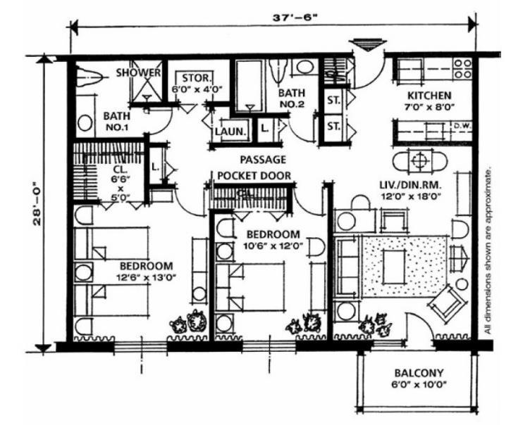 Two Bedroom 1,050