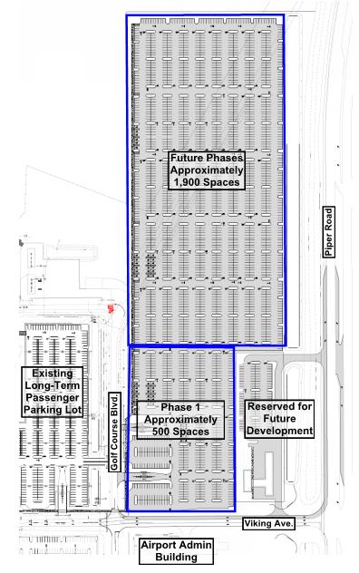 10 Long-Term Passenger Parking Expansion - CIP No. 0103 The project consists of design and permitting for approximately 2,500 long term parking spaces and a site grading plan for a future 2-acre site.