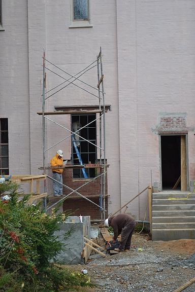Nov 6 Bricking up the chapel wall