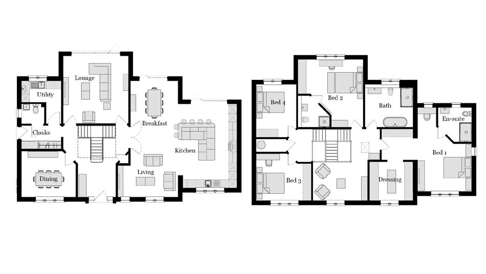 CINDER HILL GRANGE 4 Bed Detached - 2840 sq ft Living / Kitchen / Breakfast 8.65m x 8.