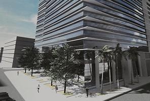 The group s plans are for a 20-story building on the empty lot at 3601 North Miami Avenue, which saddles up to I-195 s Midtown exit.