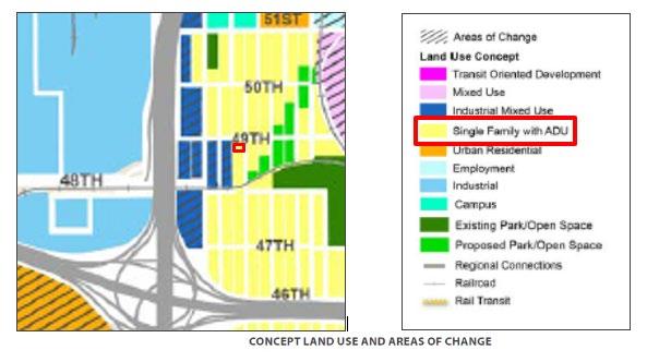 Page 17 For Single Family with ADU sites the Plan further recommends: B1: Maintain stability in the residential neighborhood core character area.