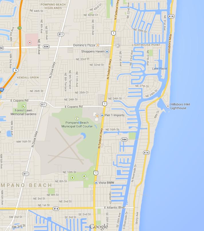 Map Locator The Property is located in Pompano Beach, FL, which is South of Lighthouse Point in east Broward County.