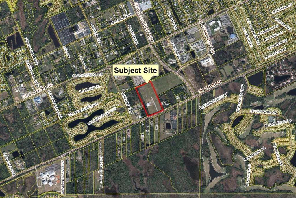 Adjacent existing or proposed development: To the north: Salvage Yard To the south: Single-family and Place of Worship (across SE Cove Rd) To